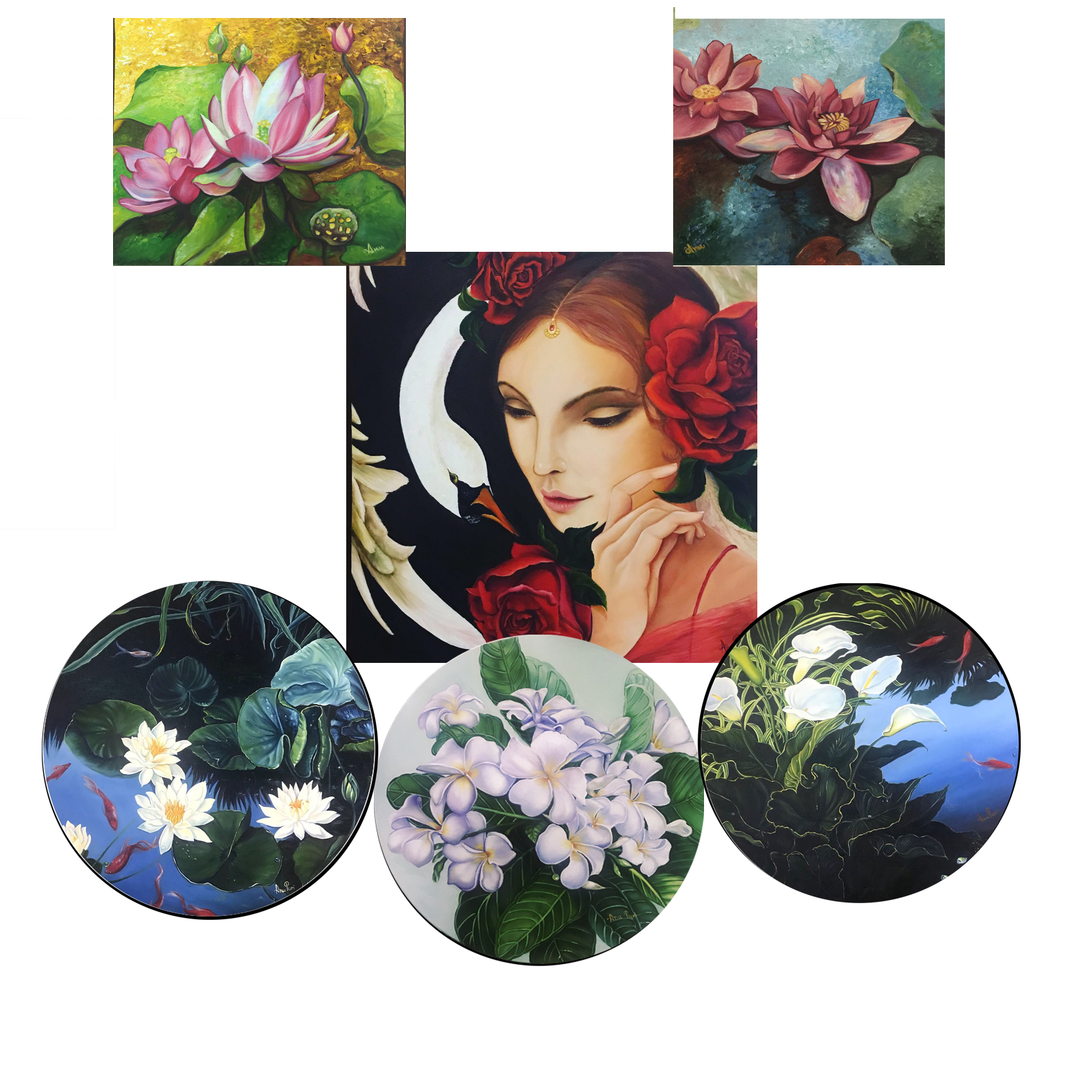 Artwork Collage of some paintings by Anu Puri